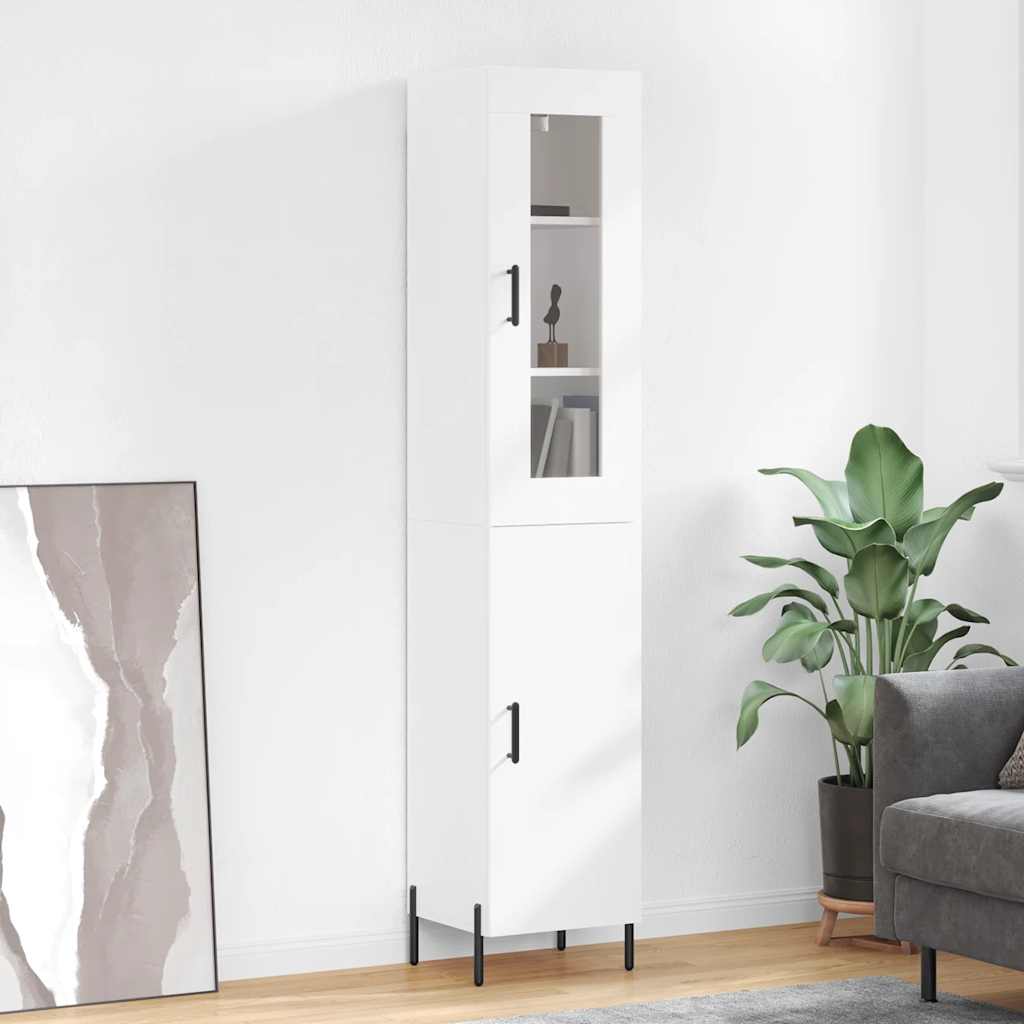 Visoka komoda bijeli 34,5x34x180 cm od konstruiranog drva