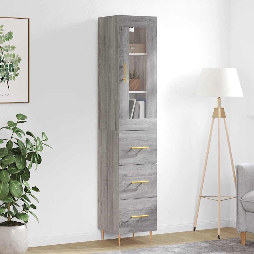 Visoka komoda siva sonome 34,5x34x180 cm od konstruiranog drva
