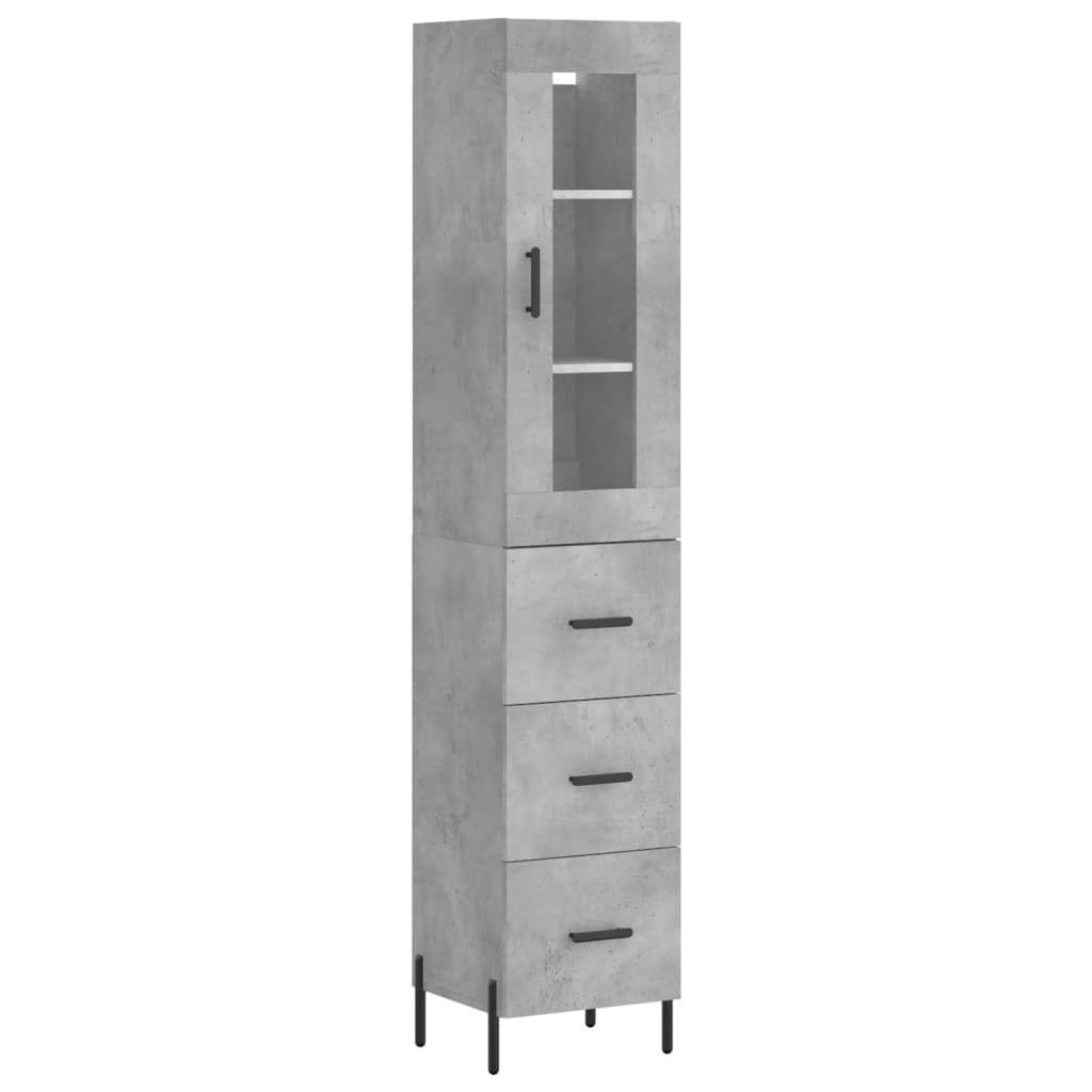 Visoka komoda siva betona 34,5x34x180 cm od konstruiranog drva