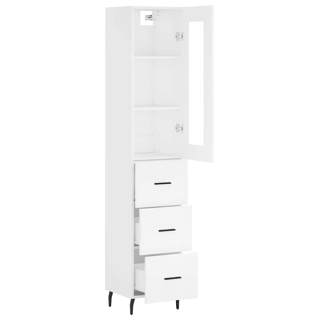 Visoka komoda bijeli 34,5x34x180 cm od konstruiranog drva
