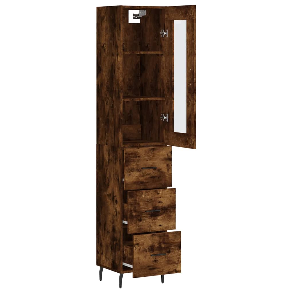 Visoka komoda dimljeni hrast 34,5x34x180cm konstruiranog drva