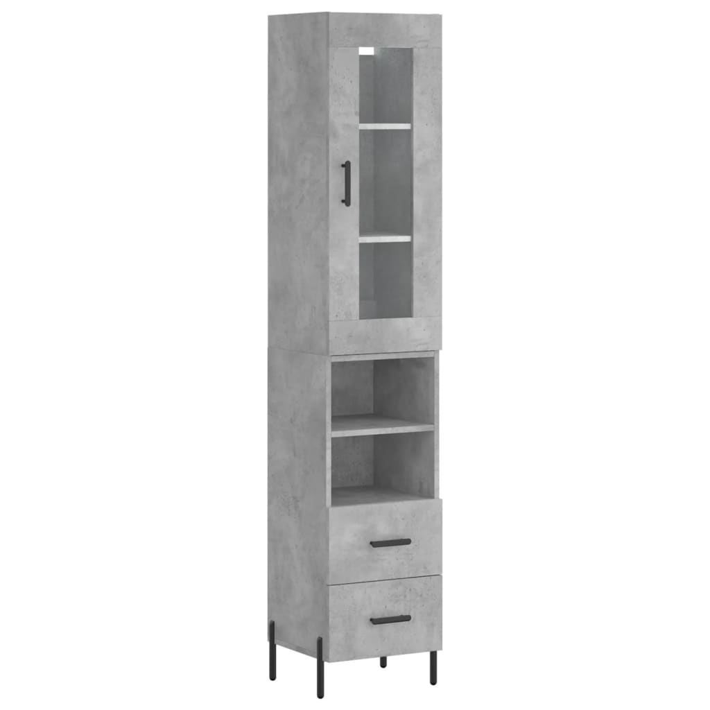 Visoka komoda siva betona 34,5x34x180 cm od konstruiranog drva