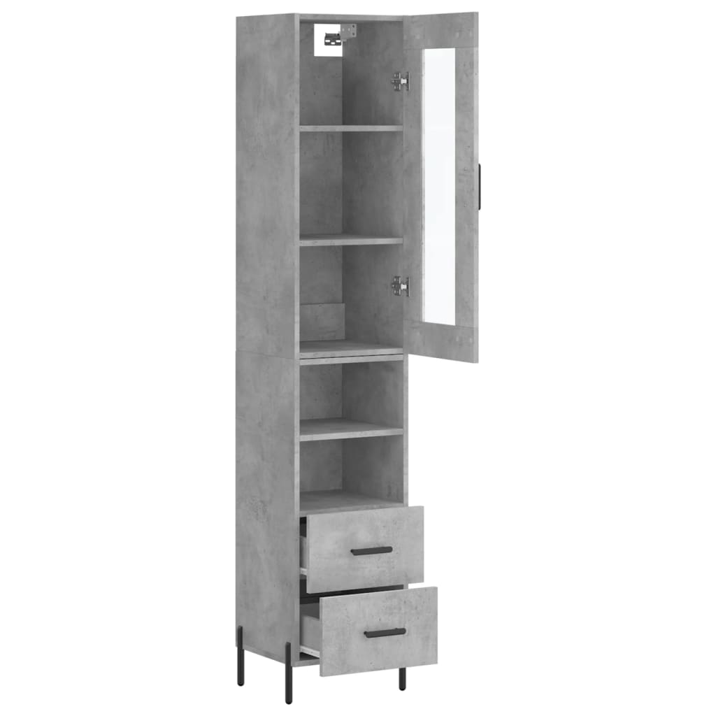Visoka komoda siva betona 34,5x34x180 cm od konstruiranog drva