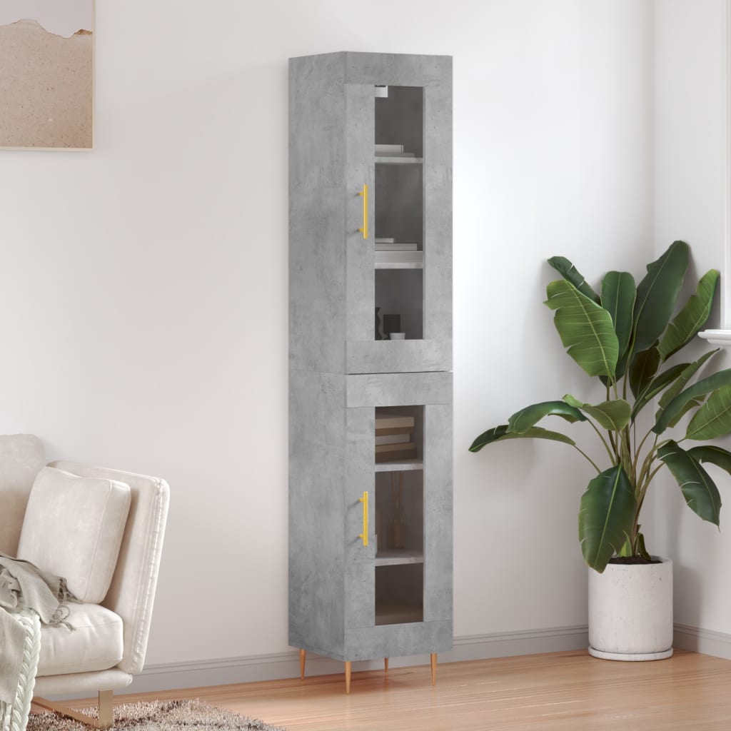 Visoka komoda siva betona 34,5x34x180 cm od konstruiranog drva