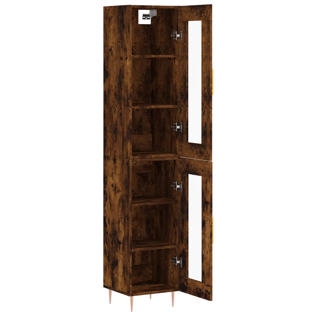 Visoka komoda dimljeni hrast 34,5x34x180cm konstruiranog drva