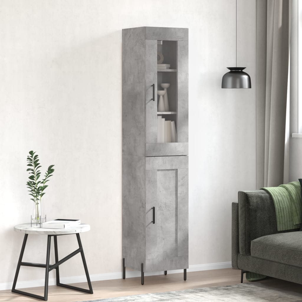 Visoka komoda siva betona 34,5x34x180 cm od konstruiranog drva