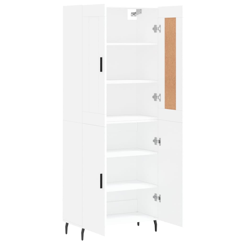 Visoka komoda bijela 69,5x34x180 cm konstruirano drvo