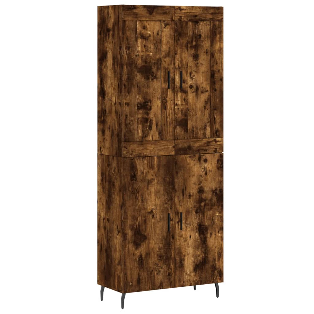 Visoka komoda dimljeni hrast 69,5x34x180 cm konstruiranog drva