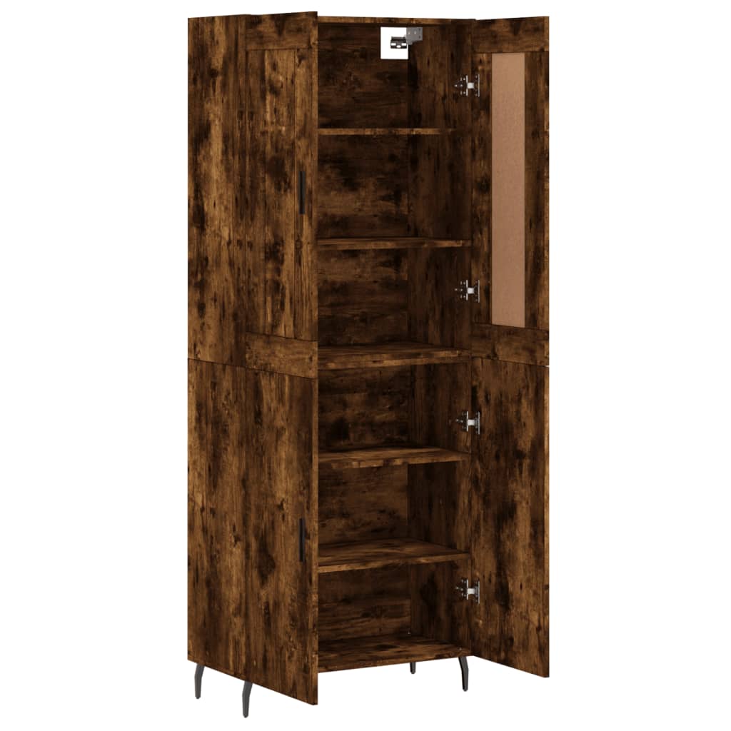 Visoka komoda dimljeni hrast 69,5x34x180 cm konstruiranog drva