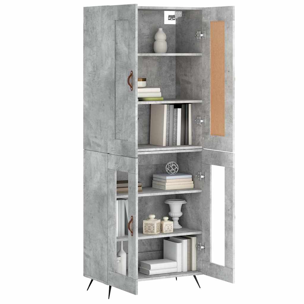 Visoka komoda siva betona 69,5x34x180 cm od konstruiranog drva