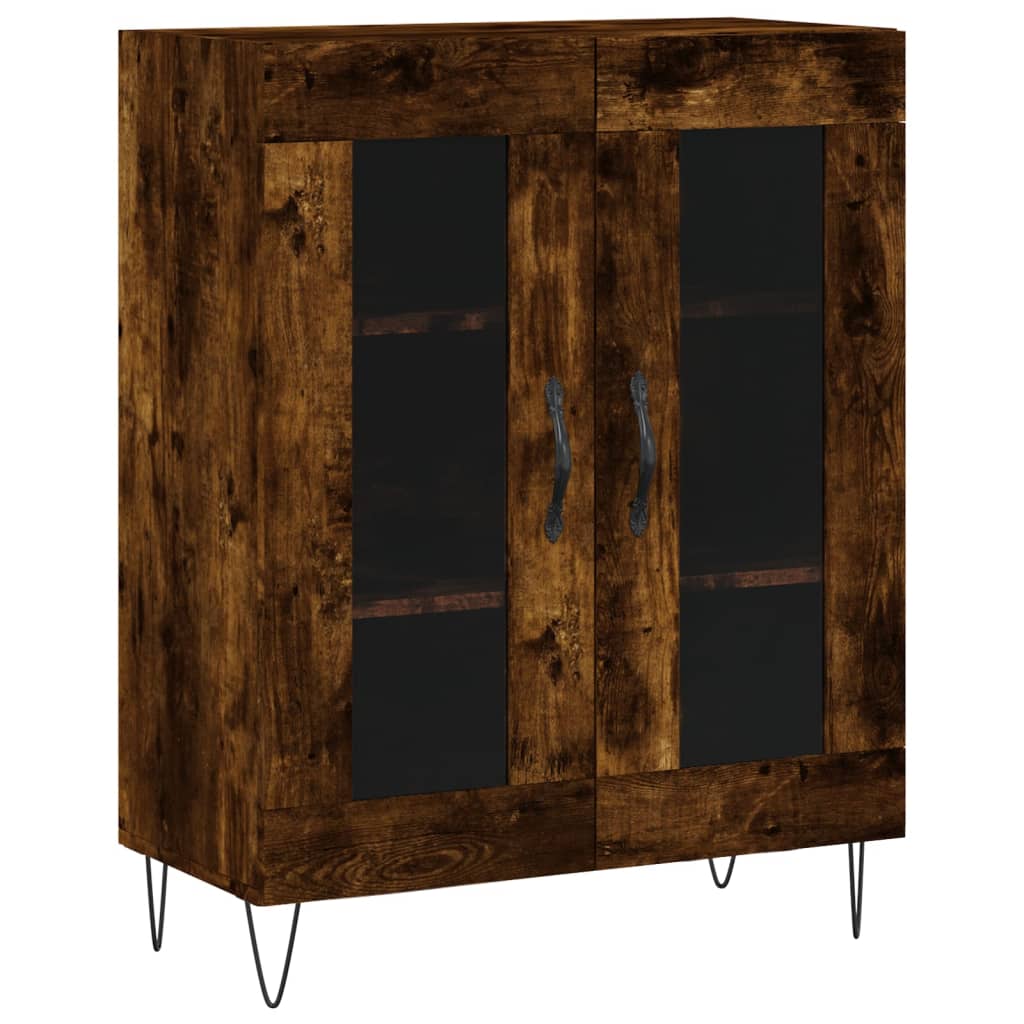 Visoka komoda dimljeni hrast 69,5x34x180 cm konstruiranog drva