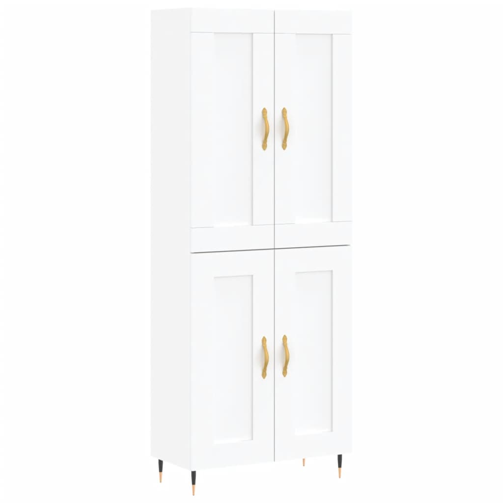Visoka komoda bijela 69,5x34x180 cm konstruirano drvo
