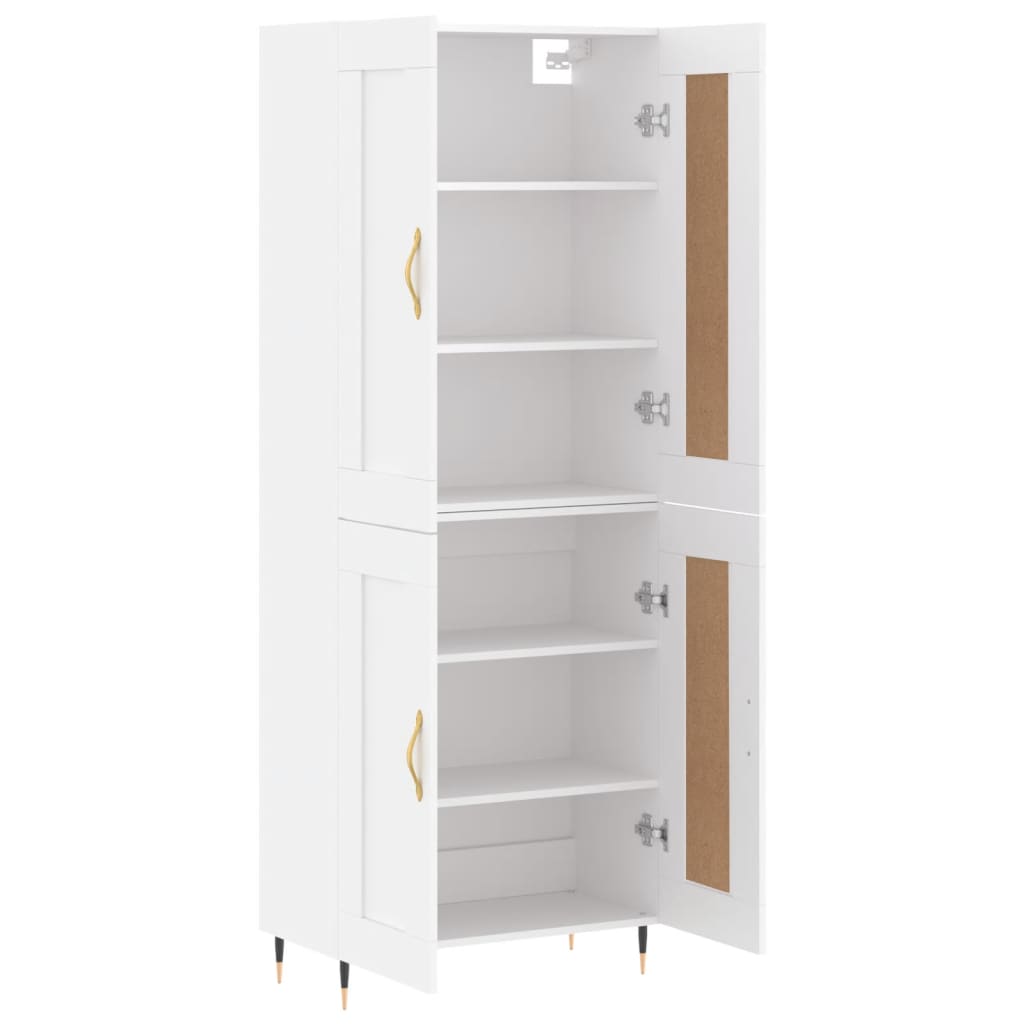 Visoka komoda bijela 69,5x34x180 cm konstruirano drvo