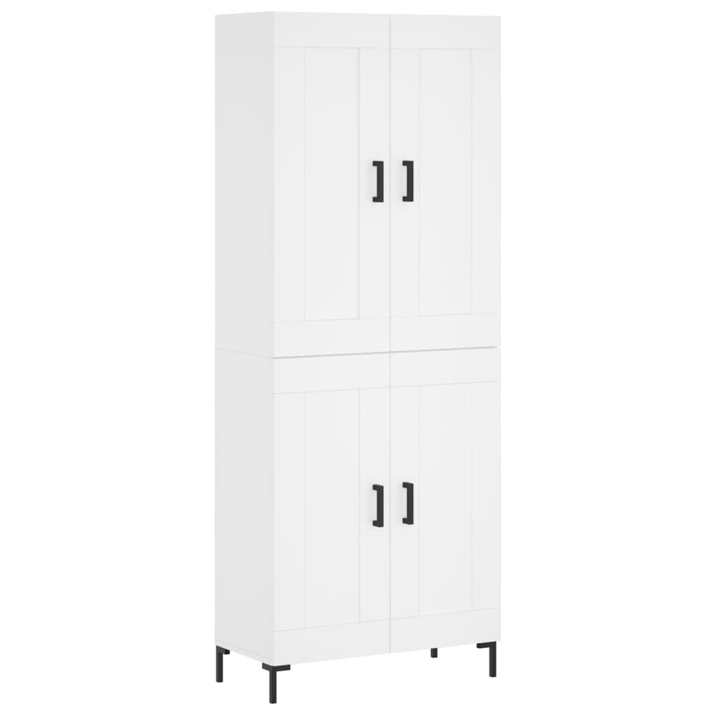 Visoka komoda bijela 69,5x34x180 cm konstruirano drvo