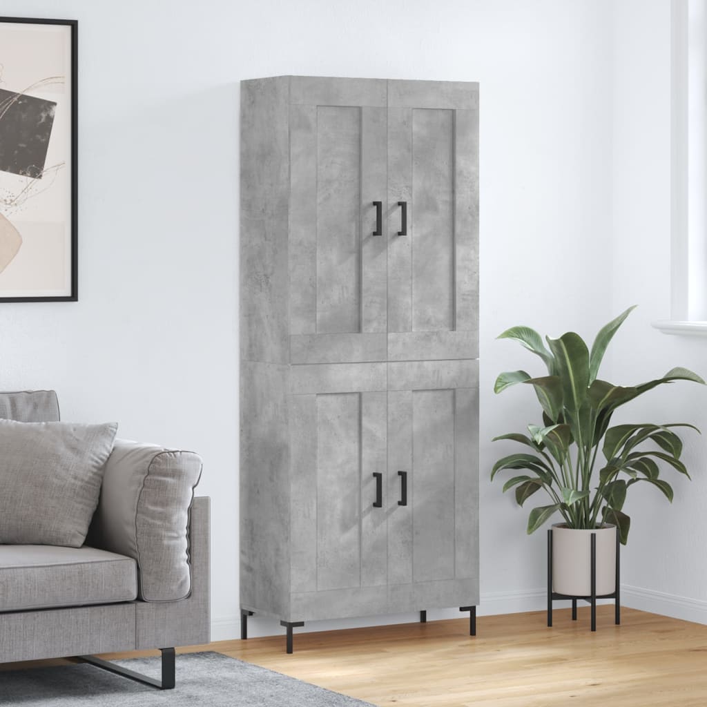 Visoka komoda siva betona 69,5x34x180 cm od konstruiranog drva