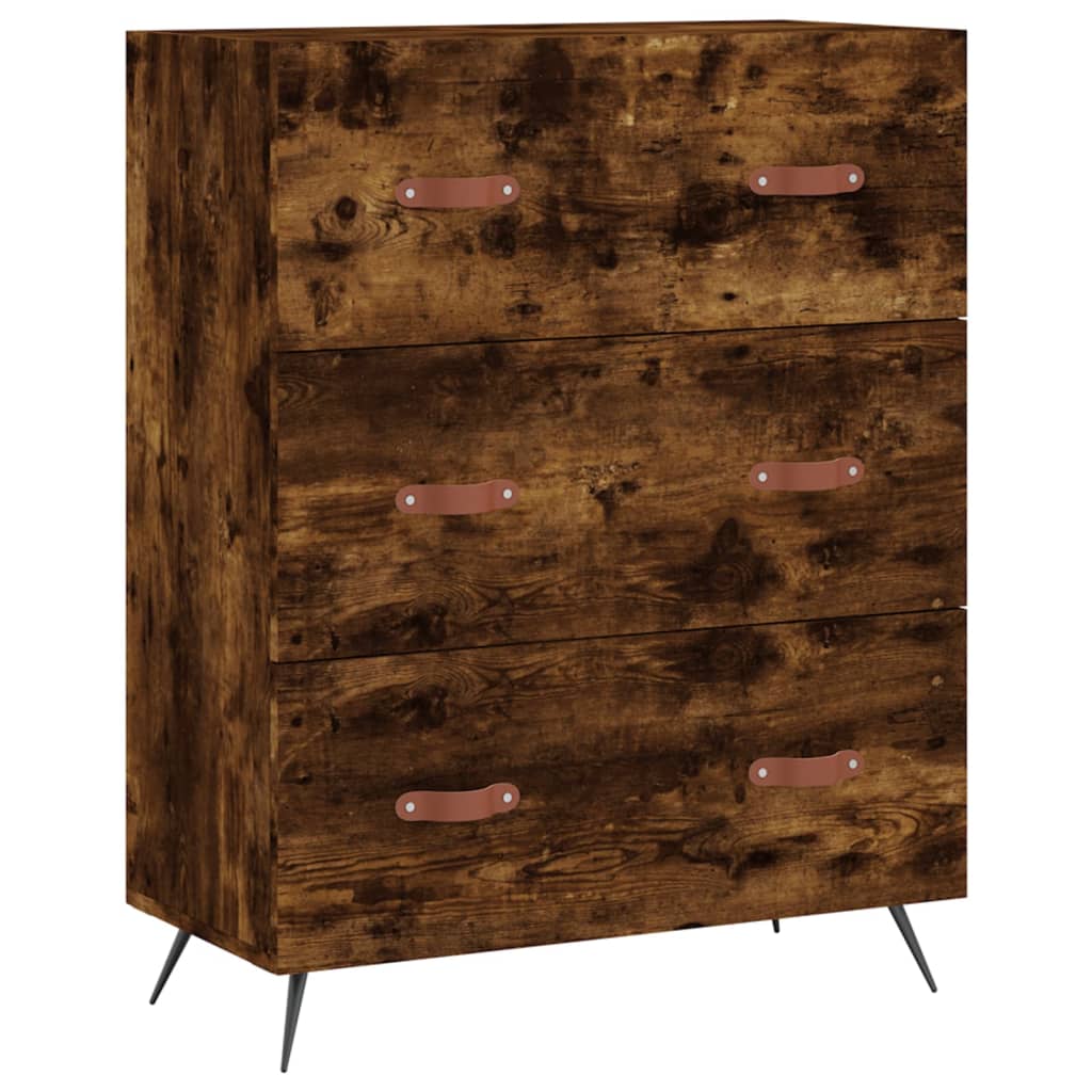 Visoka komoda dimljeni hrast 69,5x34x180 cm konstruiranog drva