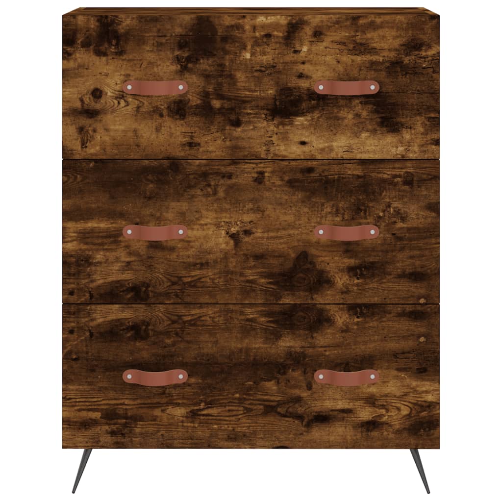 Visoka komoda dimljeni hrast 69,5x34x180 cm konstruiranog drva