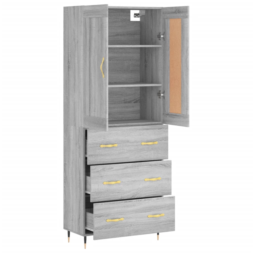 Visoka komoda siva sonome 69,5x34x180 cm od konstruiranog drva