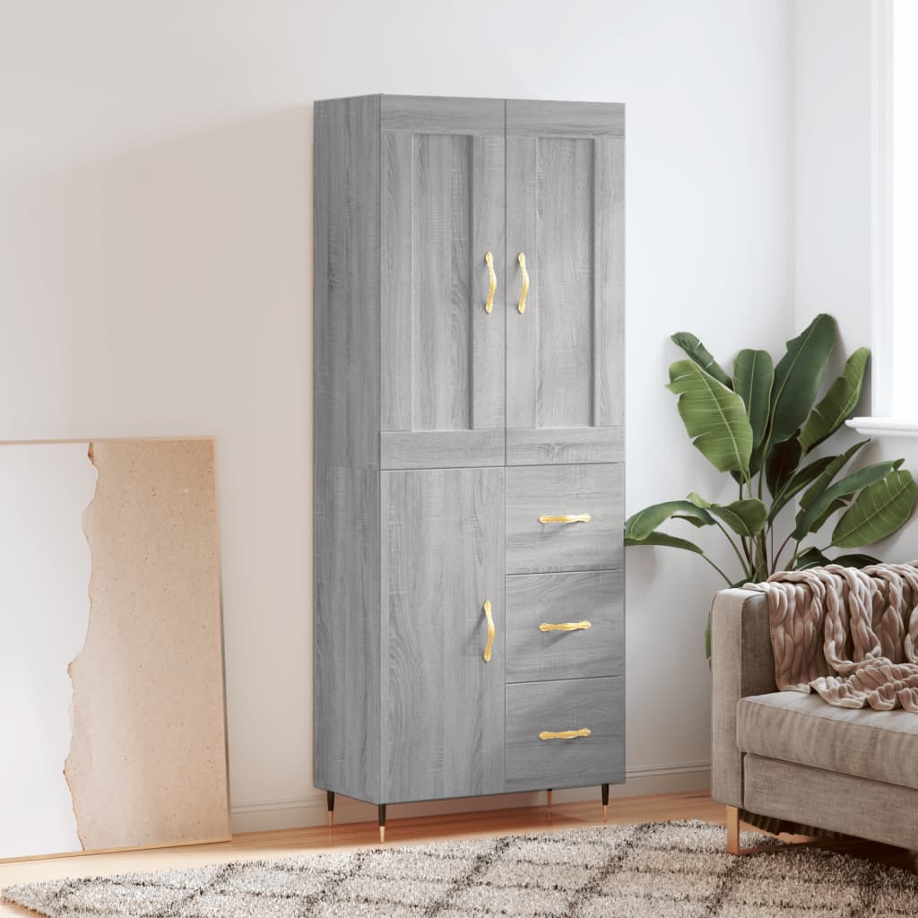 Visoka komoda siva sonome 69,5x34x180 cm od konstruiranog drva