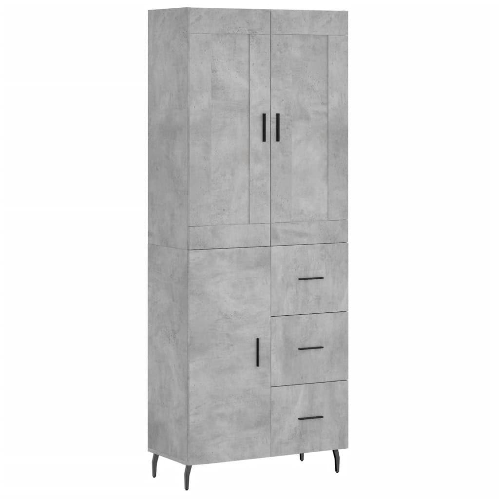 Visoka komoda siva betona 69,5x34x180 cm od konstruiranog drva