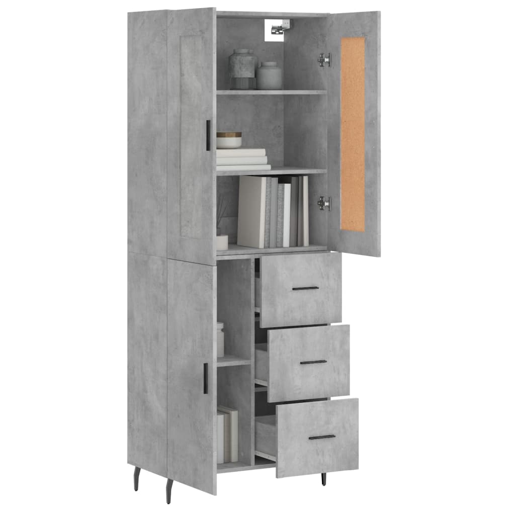 Visoka komoda siva betona 69,5x34x180 cm od konstruiranog drva