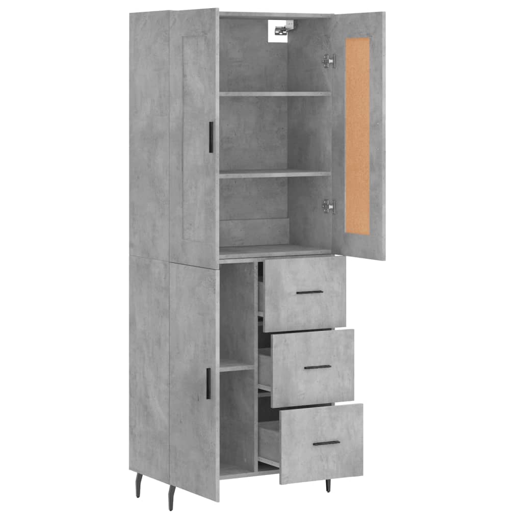 Visoka komoda siva betona 69,5x34x180 cm od konstruiranog drva