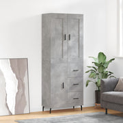 Visoka komoda siva betona 69,5x34x180 cm od konstruiranog drva