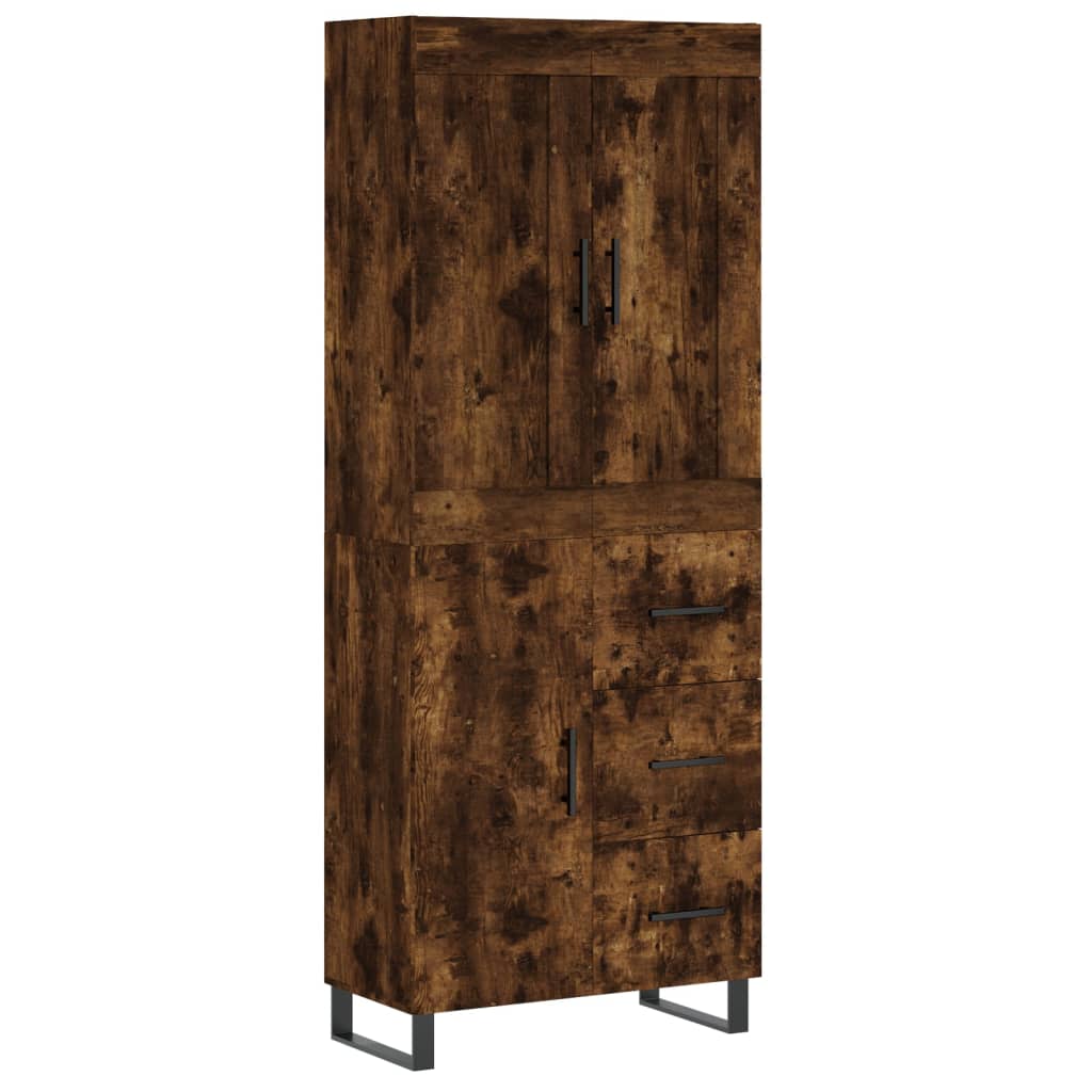 Visoka komoda dimljeni hrast 69,5x34x180 cm konstruiranog drva