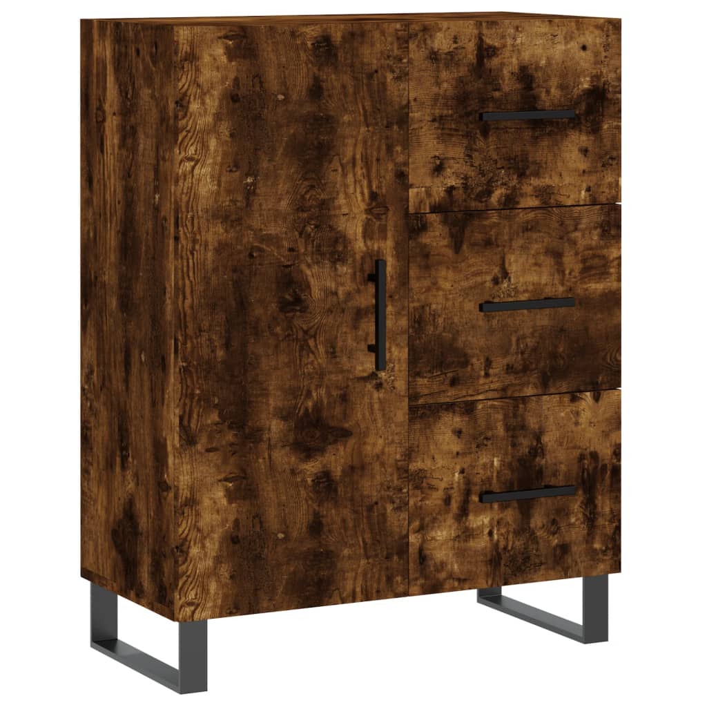 Visoka komoda dimljeni hrast 69,5x34x180 cm konstruiranog drva