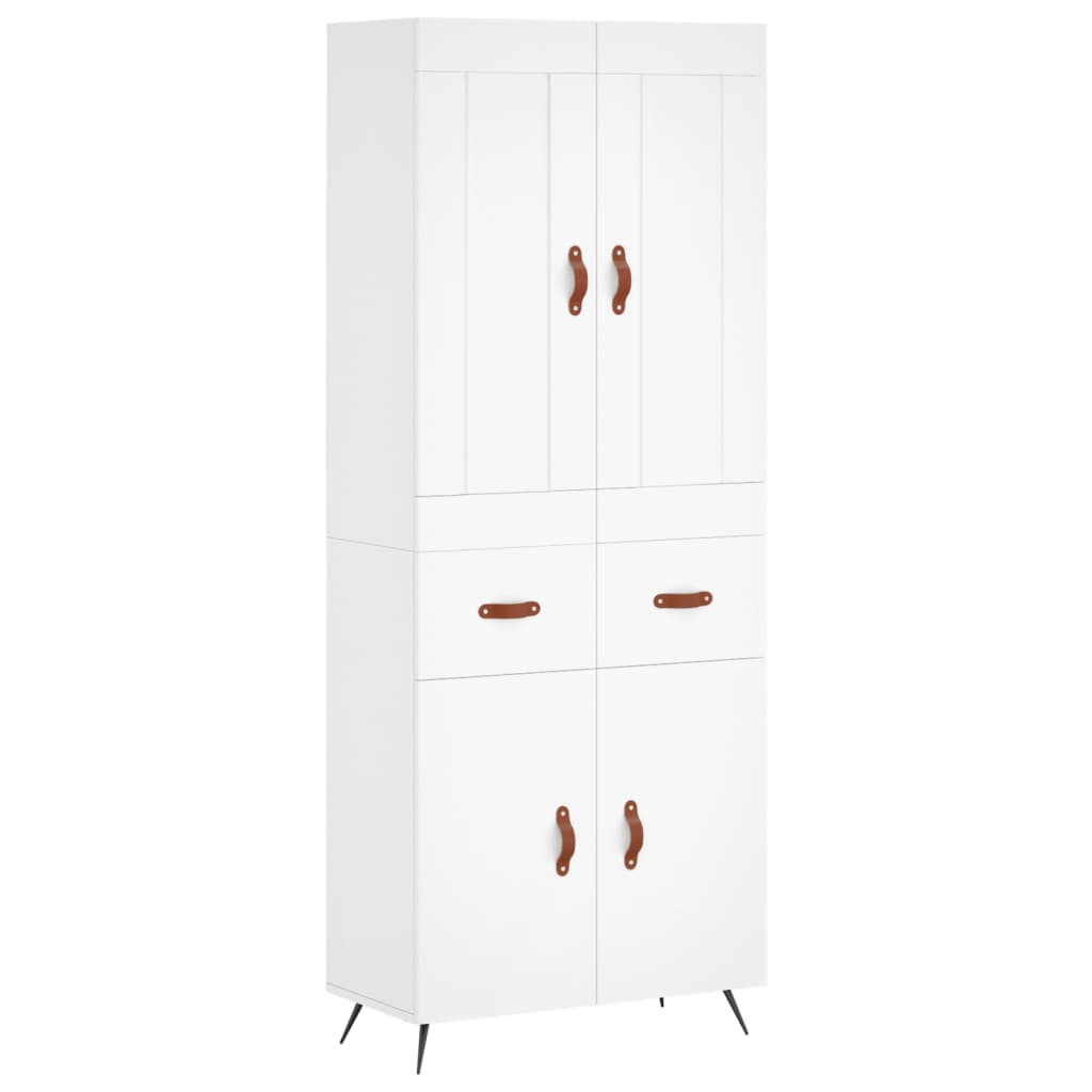 Visoka komoda bijela 69,5x34x180 cm konstruirano drvo