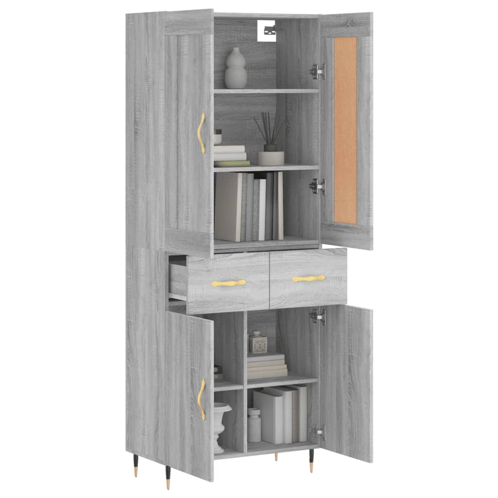 Visoka komoda siva sonome 69,5x34x180 cm od konstruiranog drva