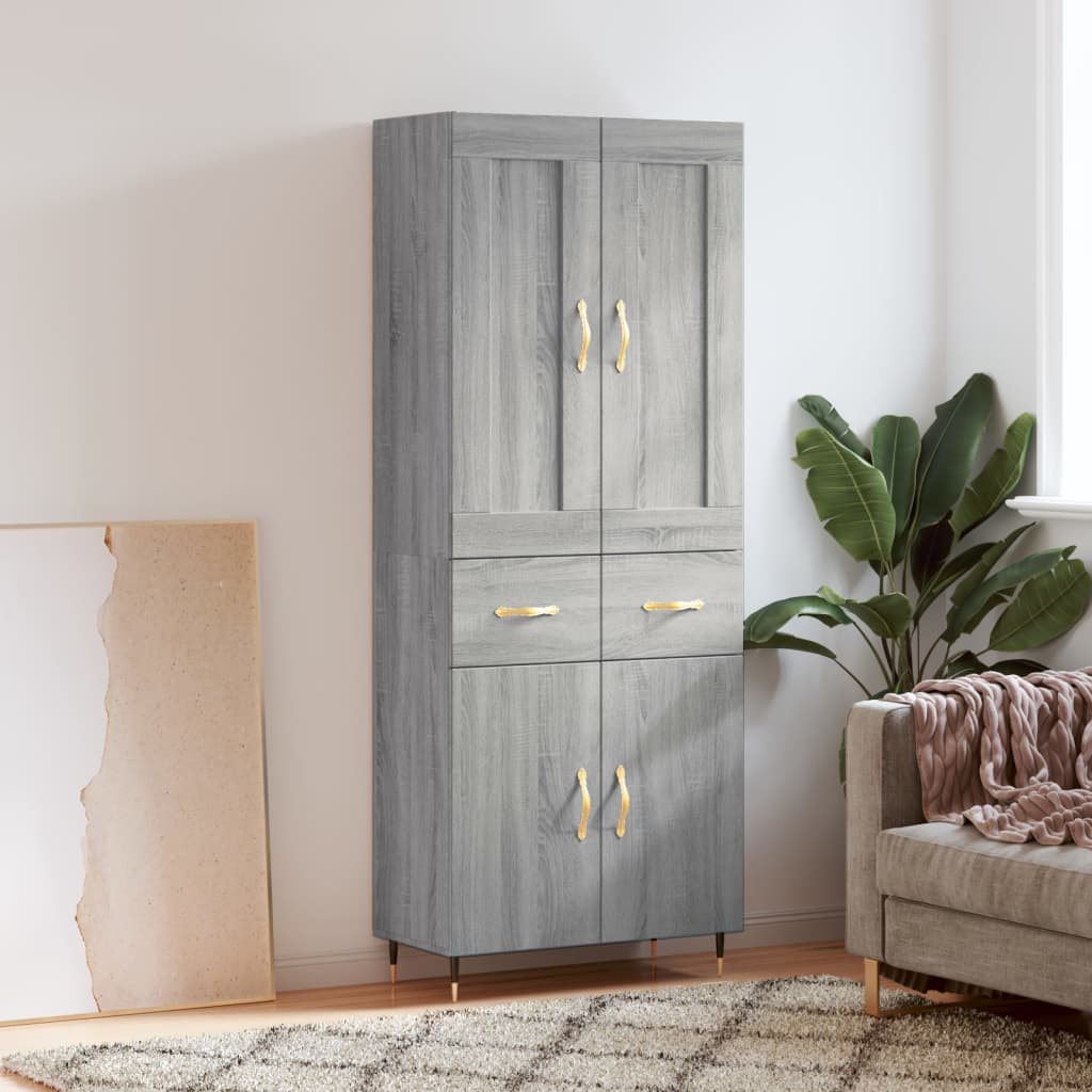 Visoka komoda siva sonome 69,5x34x180 cm od konstruiranog drva