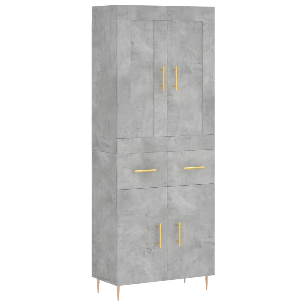 Visoka komoda siva betona 69,5x34x180 cm od konstruiranog drva