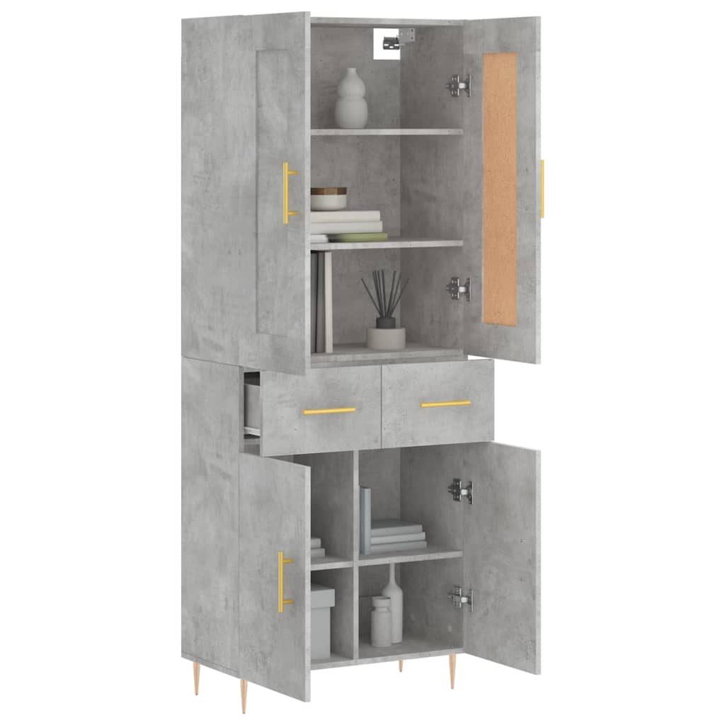 Visoka komoda siva betona 69,5x34x180 cm od konstruiranog drva