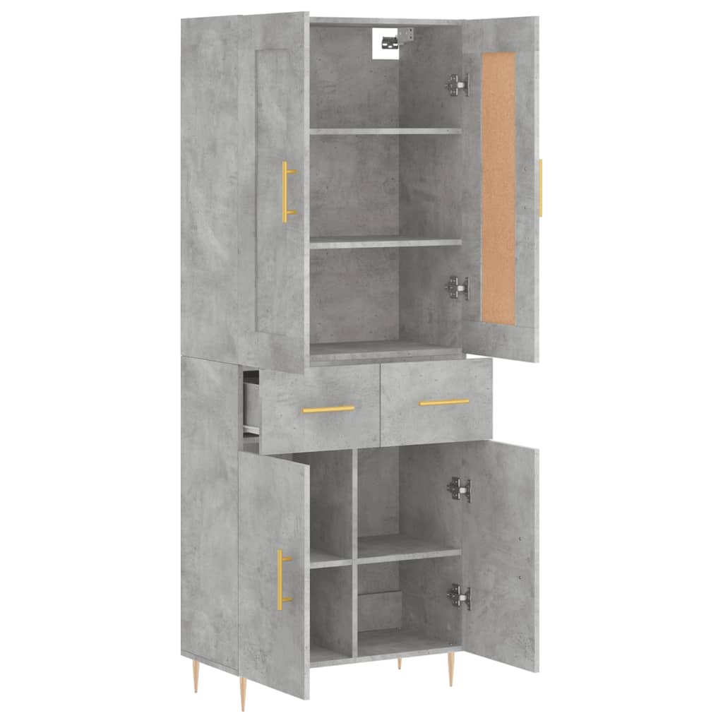 Visoka komoda siva betona 69,5x34x180 cm od konstruiranog drva