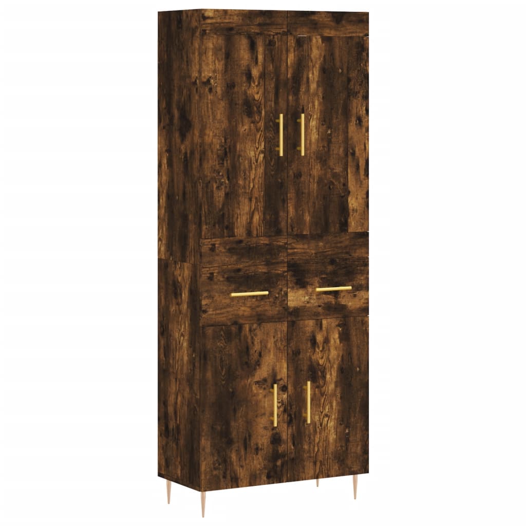 Visoka komoda dimljeni hrast 69,5x34x180 cm konstruiranog drva