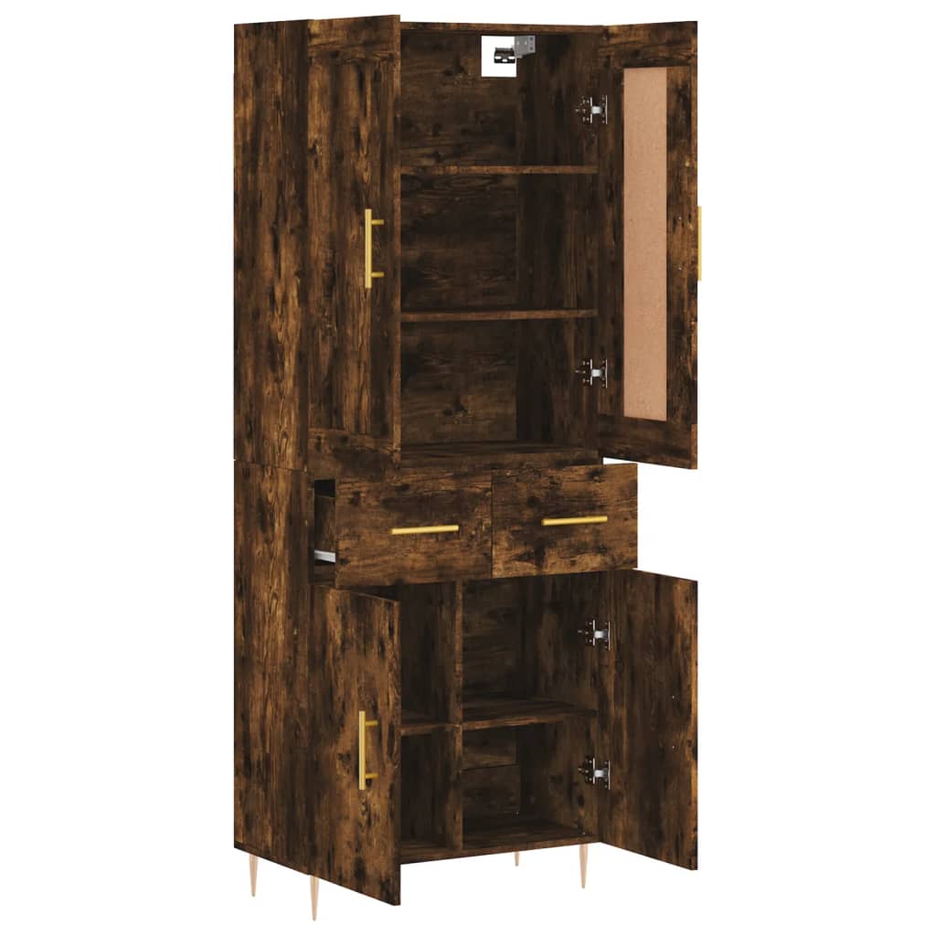 Visoka komoda dimljeni hrast 69,5x34x180 cm konstruiranog drva