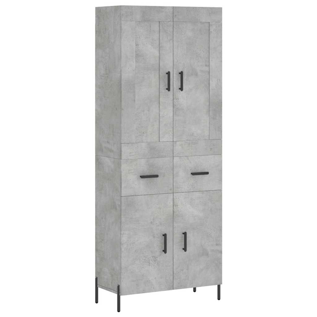 Visoka komoda siva betona 69,5x34x180 cm od konstruiranog drva
