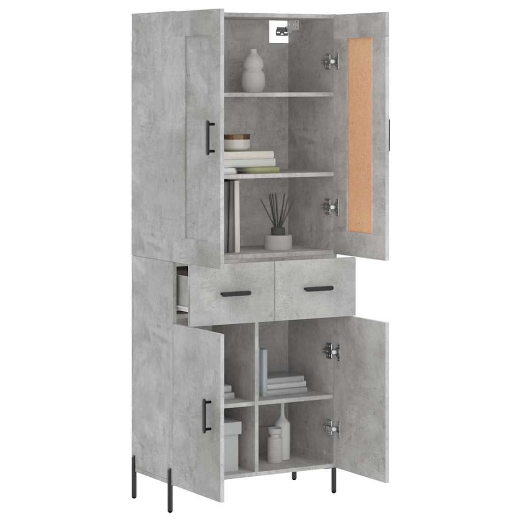 Visoka komoda siva betona 69,5x34x180 cm od konstruiranog drva