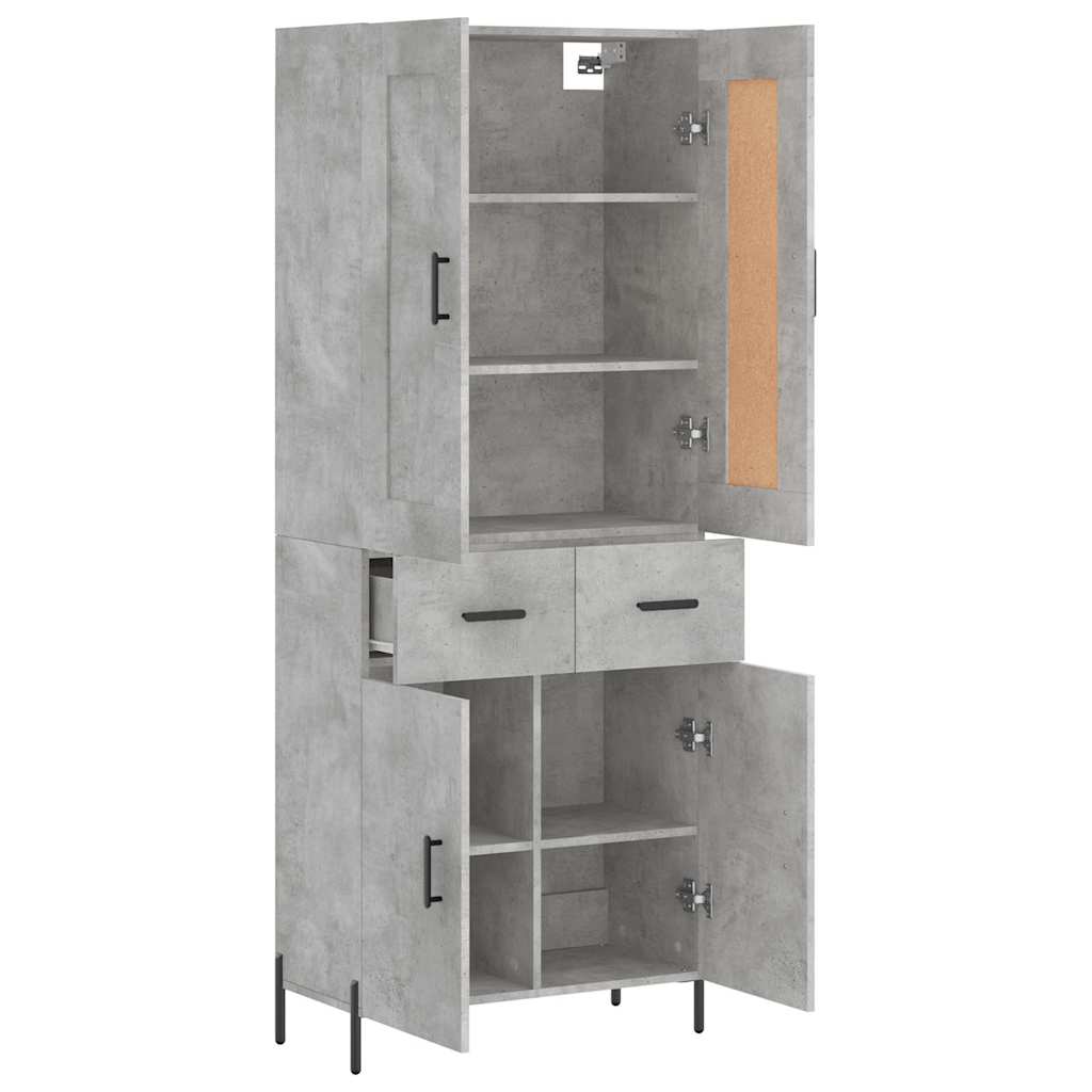 Visoka komoda siva betona 69,5x34x180 cm od konstruiranog drva