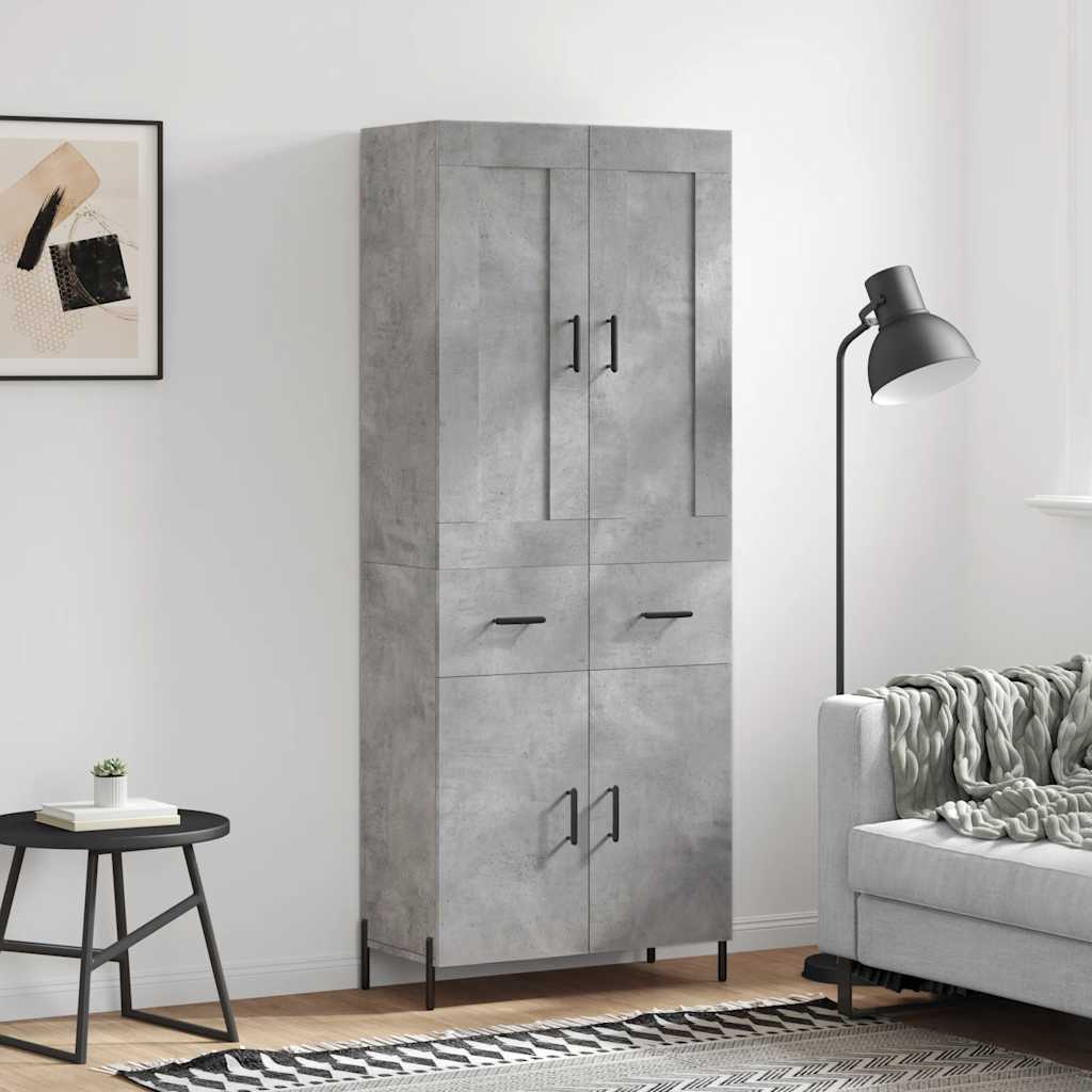Visoka komoda siva betona 69,5x34x180 cm od konstruiranog drva