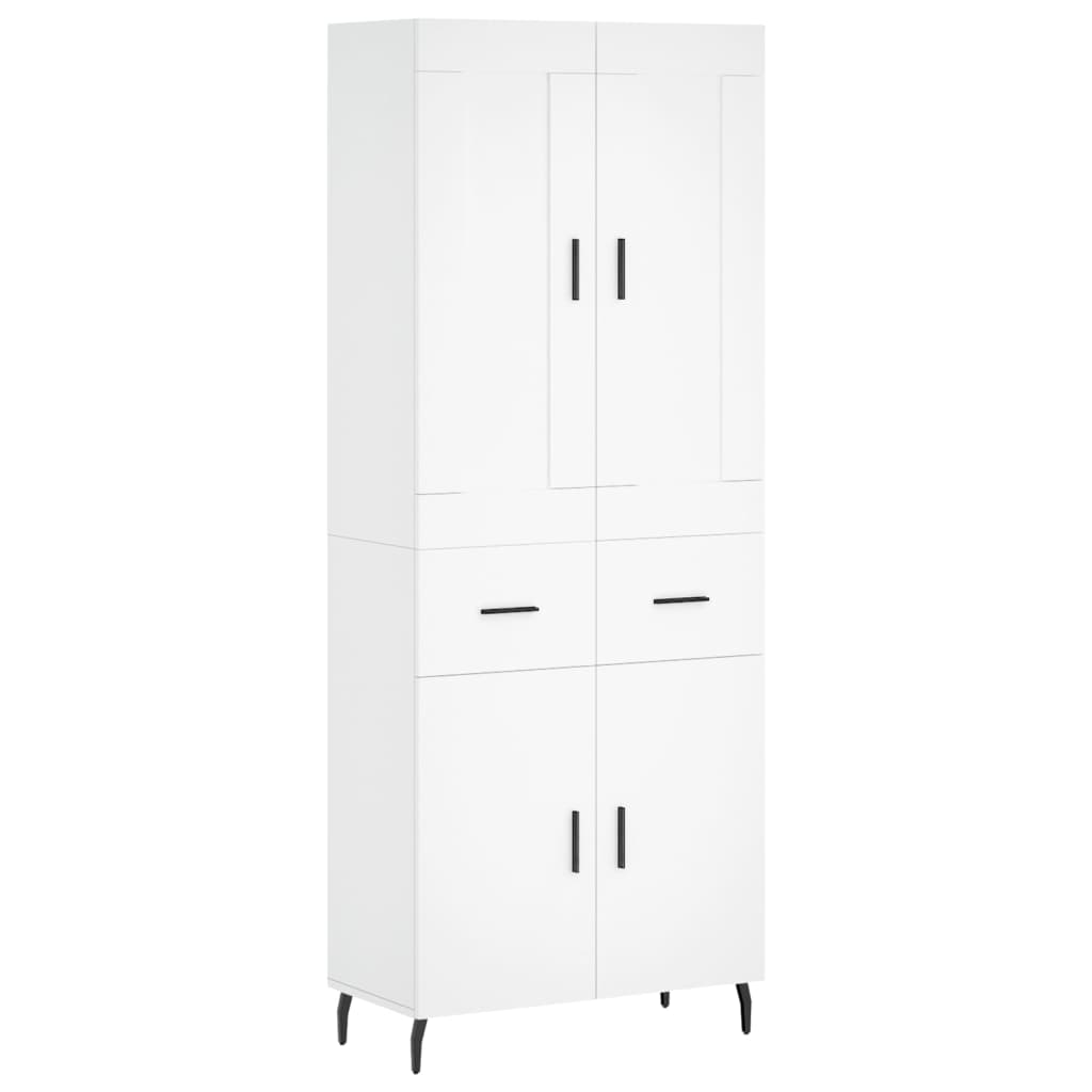 Visoka komoda bijela 69,5x34x180 cm konstruirano drvo