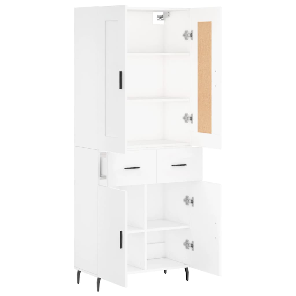 Visoka komoda bijela 69,5x34x180 cm konstruirano drvo
