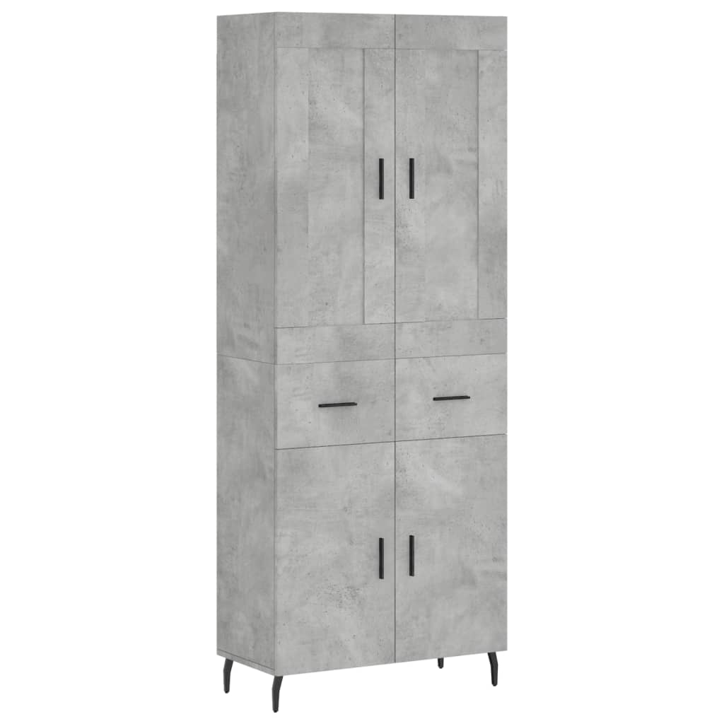Visoka komoda siva betona 69,5x34x180 cm od konstruiranog drva
