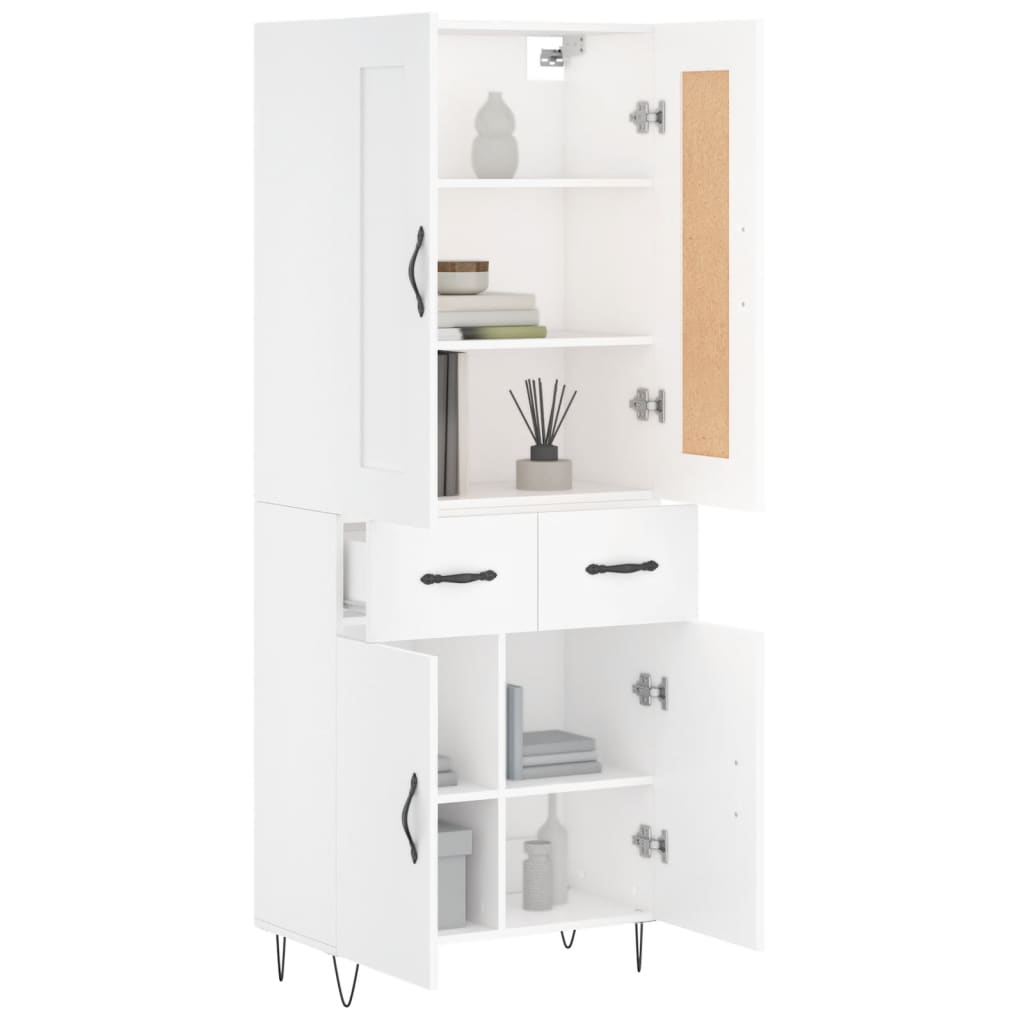 Visoka komoda bijela 69,5x34x180 cm konstruirano drvo