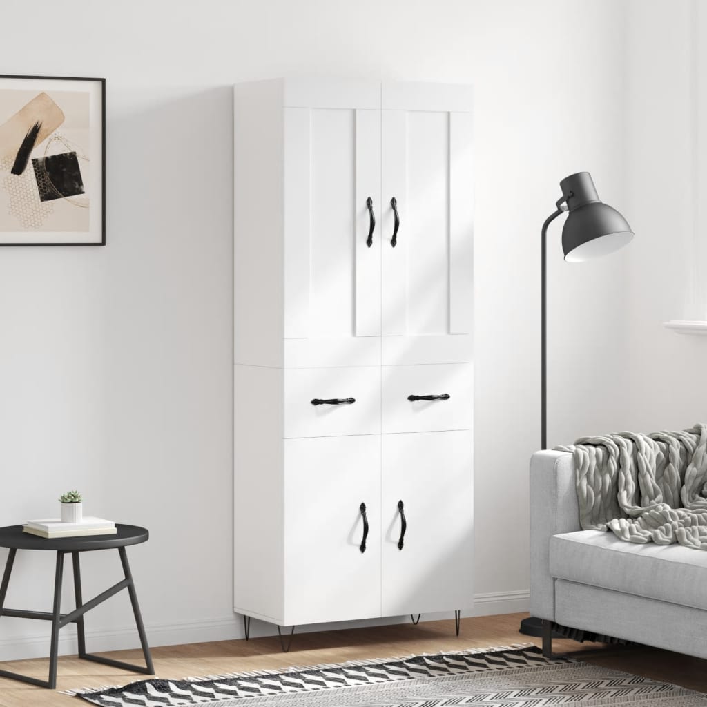 Visoka komoda bijela 69,5x34x180 cm konstruirano drvo