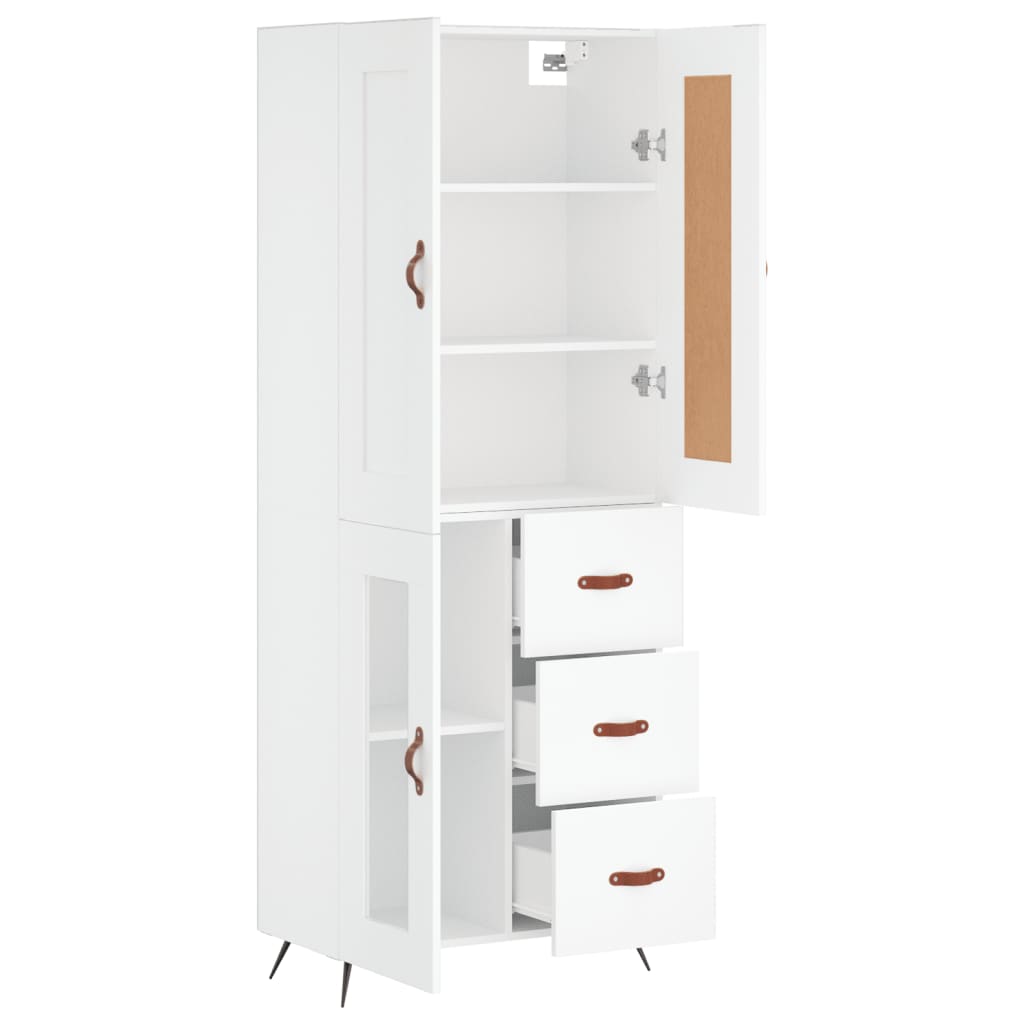 Visoka komoda bijela 69,5x34x180 cm konstruirano drvo