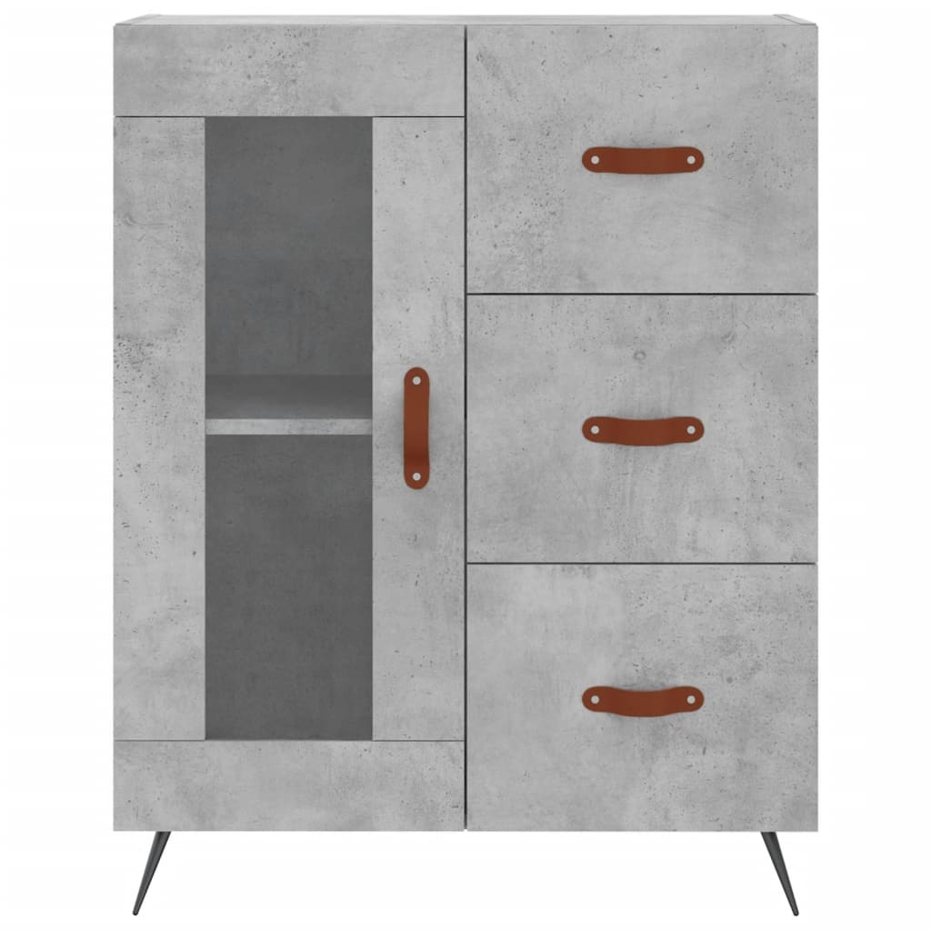 Visoka komoda siva betona 69,5x34x180 cm od konstruiranog drva