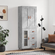 Visoka komoda siva betona 69,5x34x180 cm od konstruiranog drva