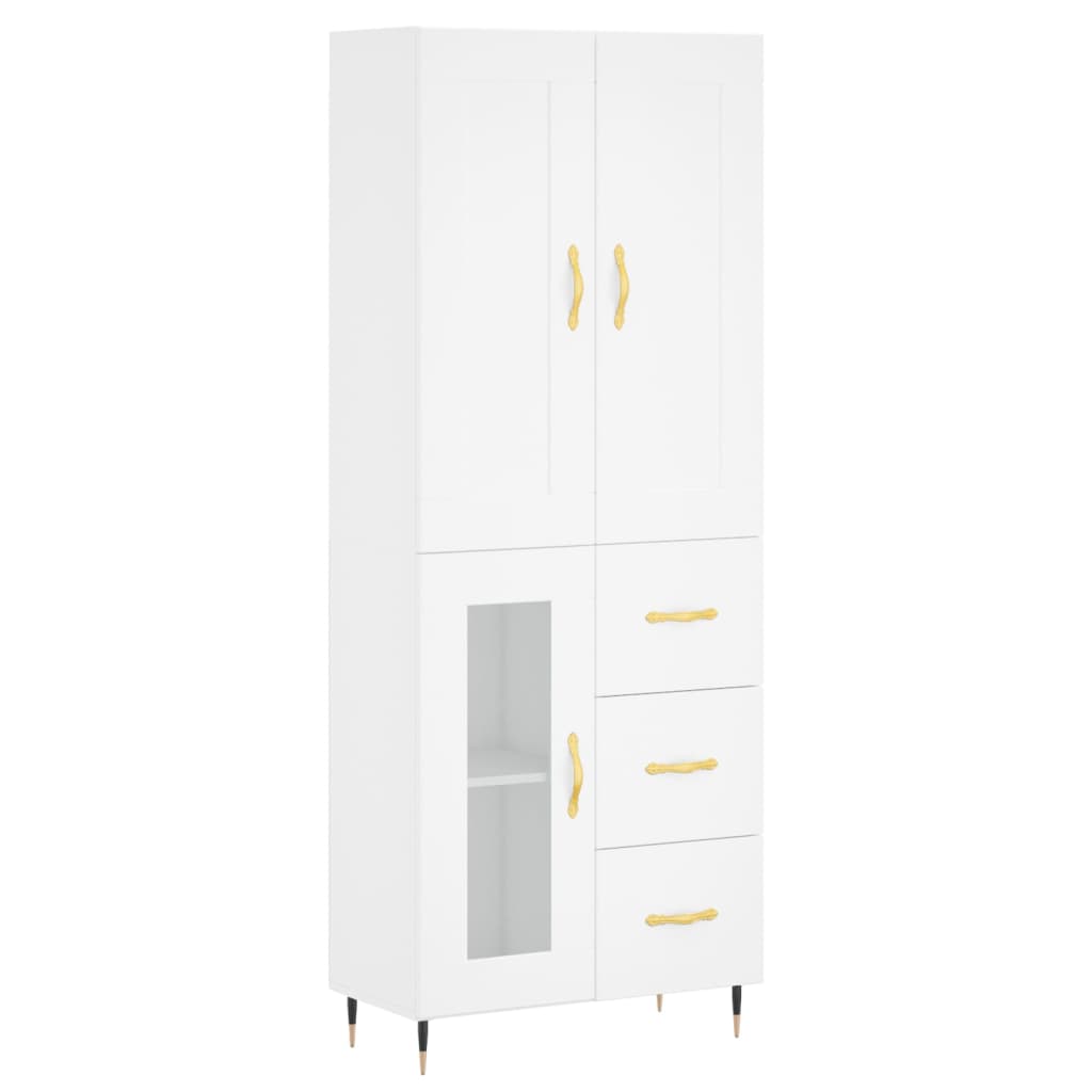 Visoka komoda bijela 69,5x34x180 cm konstruirano drvo